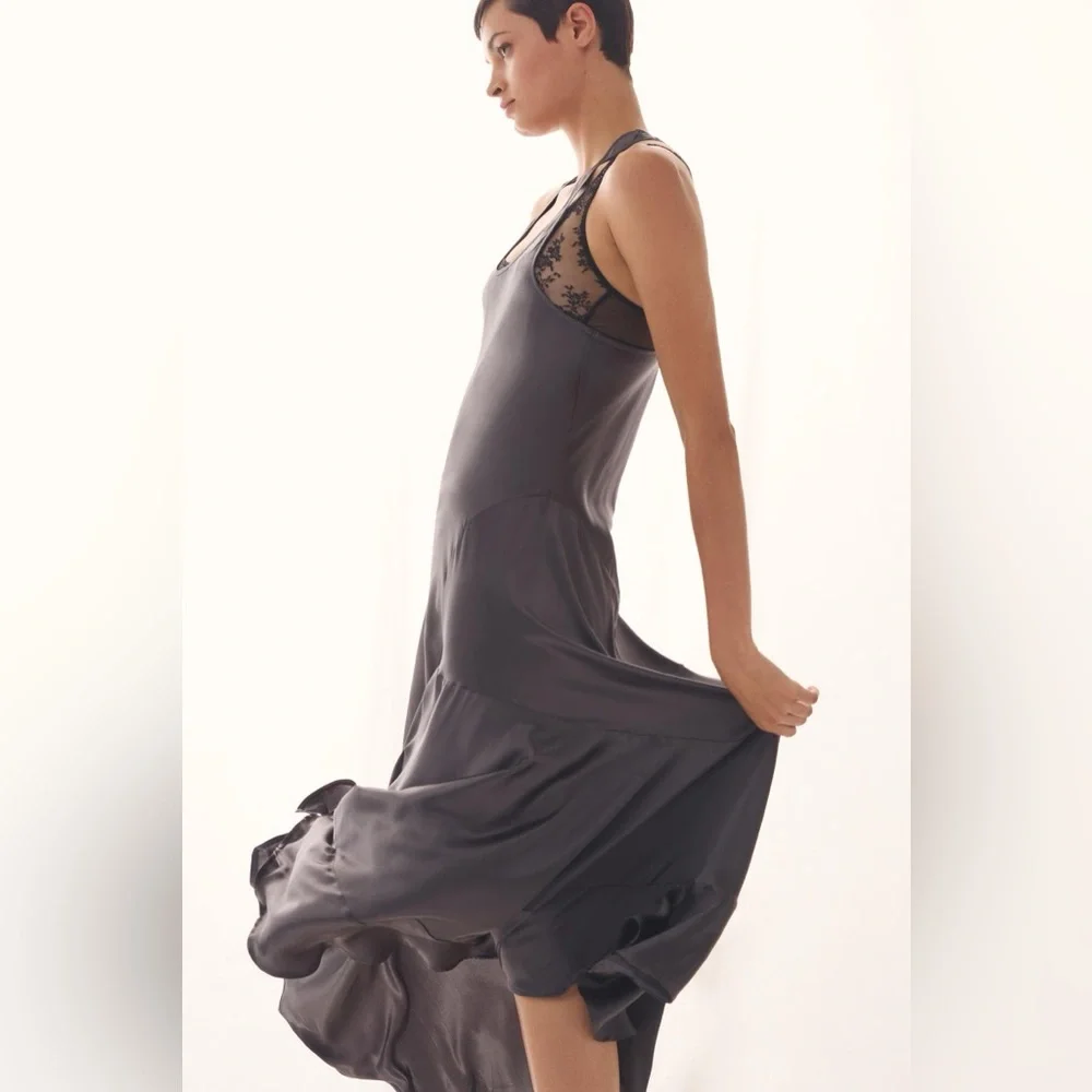 NEW Anthropologie Seamed Silk Dress - Picture 2 of 10